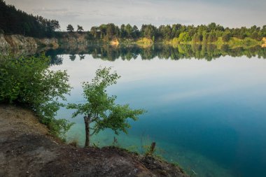 Sulejow, Lodzkie, Polonya yakınlarındaki Turkuaz Gölü Wapienniki