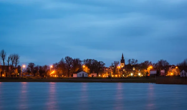 Panorama Elk city gece, Masuria, Polonya