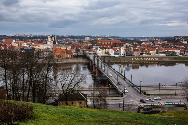 Вид Старый Город Городе Каунас Реку Нямунас Литва — стоковое фото