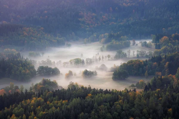 Foggy Matin Rudawy Janowickie Silésie Pologne — Photo