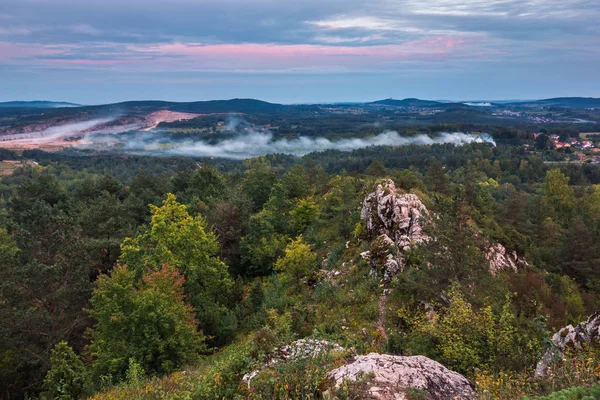 Vista Desde Pico Miedzianka Las Montañas Swietokrzyskie Cerca Kielce Polonia —  Fotos de Stock