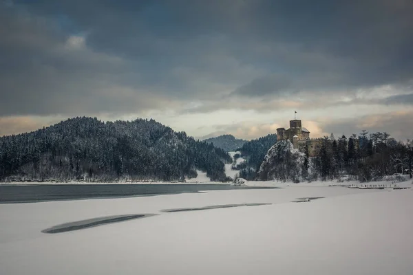 Замок Недзице Зимой Пенины Польша — стоковое фото