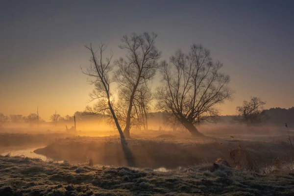 Údolí řeky Jeziorka poblíž Piaseczno, Mazovské vojvodství, Polsko — Stock fotografie