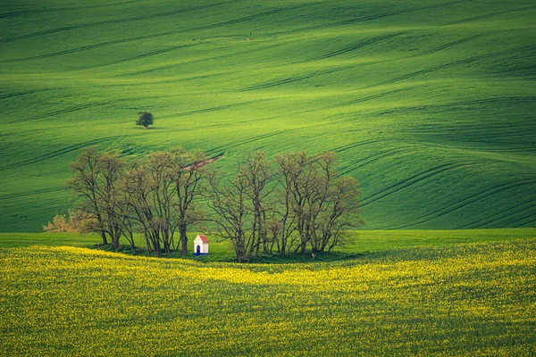 Capela de Santa Bárbara na primavera em Morávia, República Tcheca — Fotografia de Stock