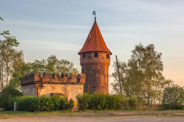 Maslankowa Kulesi ve Nogat nehirde Malbork, Pomorskie, Polonya — Stok fotoğraf