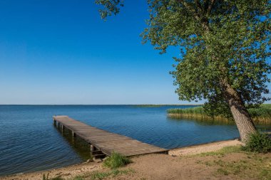 Wolin Szczecinski Lagünü üzerinde Yaya Köprüsü, Polonya