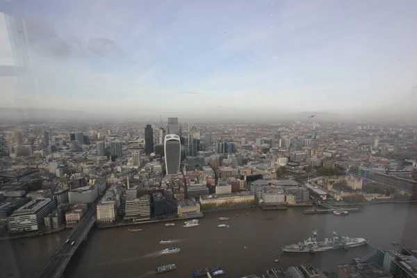 Şehir Londra Thames Nehri Görünümü Ile Havadan Görünümü — Stok fotoğraf