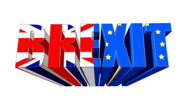 Beyaz arka plan üzerinde 3d Brexit metin. 3d render, Brexit kriz kavramı.