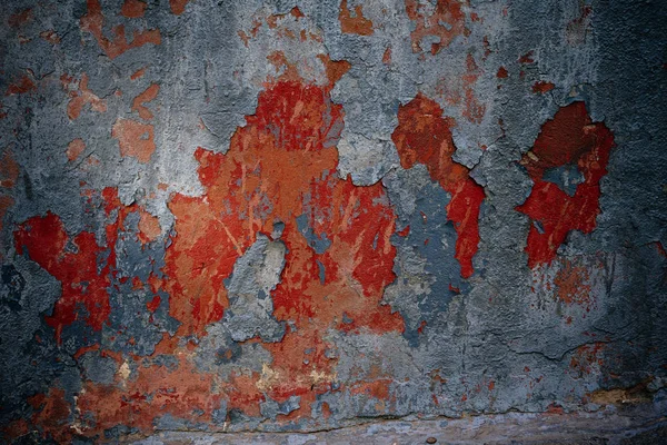 Fragment Muru Szarym Kolorem Czerwonym Pęknięcia Tynku — Zdjęcie stockowe