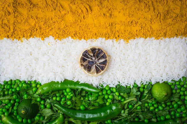 India Independence Day 15 August concept: Indian National Flag tricolor from vegetables