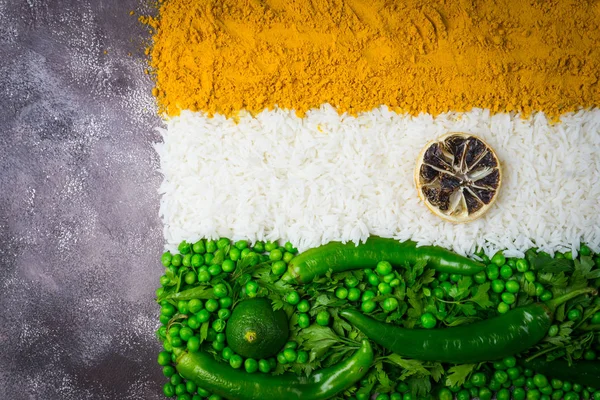 India Independence Day 15 August concept: Indian National Flag tricolor from vegetables