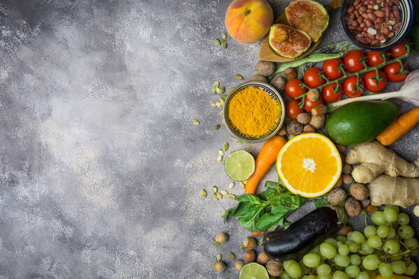 Чистый выбор еды. Здоровое питание, рама из органических продуктов. Ингредиенты для здоровой пищи
.