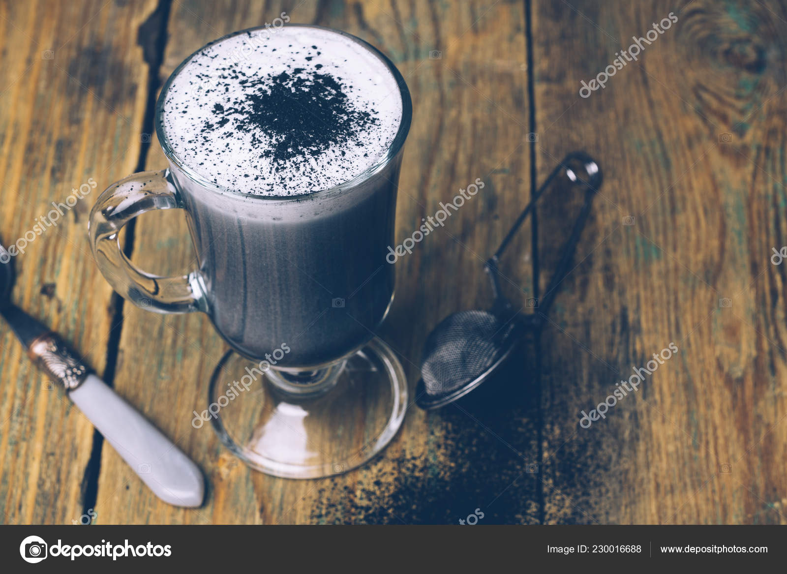 Black Goth Gothic Charcoal Latte Autumn Halloween Coffee Drink Close Stock Photo Image By C Pustosh 230016688