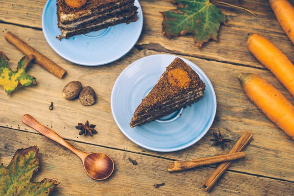 Kue Wortel Makanan Penutup Buatan Sendiri Whith Kayu Manis Dan — Stok Foto