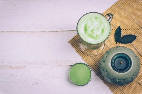 Vegan Coco Matcha Latte Latte Verde Polvo — Foto de Stock