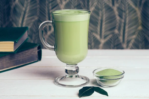 Vegan Coco Matcha Latte Latte Chá Verde — Fotografia de Stock