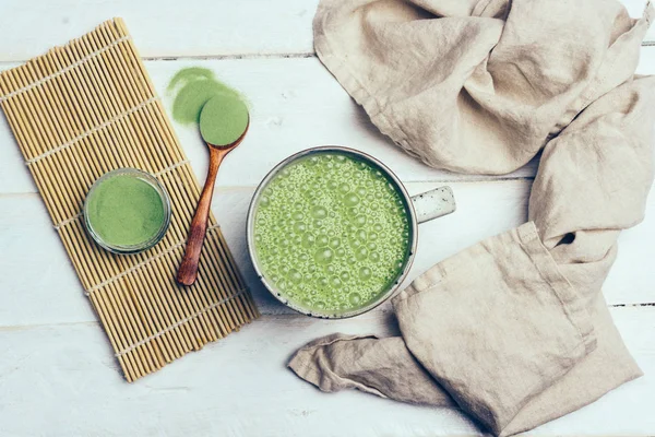 Vegan Coconut Matcha Latte Powdered Green Tea Latte — Stock Photo, Image