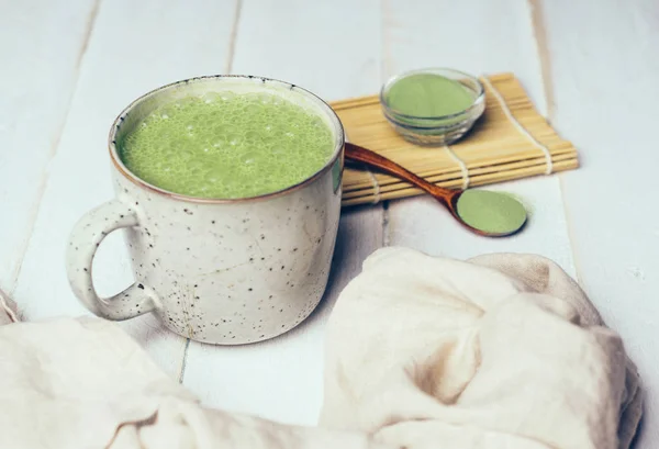 Vegan Coconut Matcha Latte Powdered Green Tea Latte — Stock Photo, Image