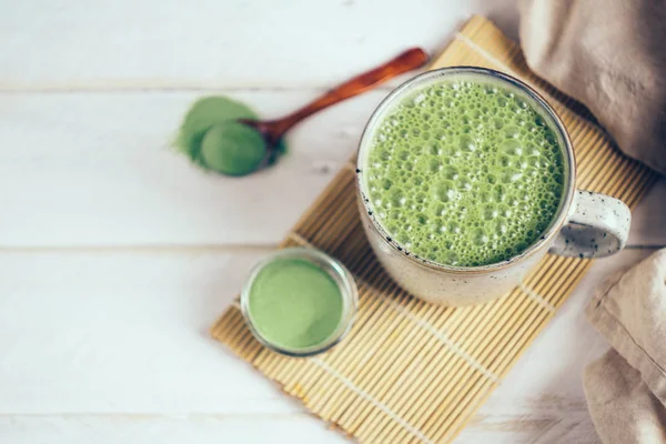 Vegan Coconut Matcha Latte Powdered Green Tea Latte — Stock Photo, Image