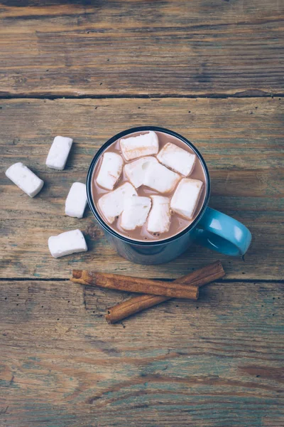 Secangkir Coklat Panas Atau Coklat Panas Dengan Marshmallow Dan Tongkat — Stok Foto