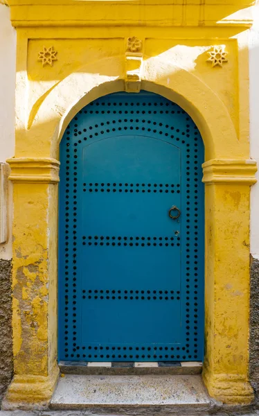 Blaue Arabische Tür Marokko Marrakesch Traditioneller Orientalischer Stil Und Design — Stockfoto