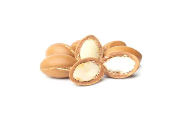 Semi Argan Isolati Fondo Bianco Olio Argan Noci Argan Concetto — Foto Stock