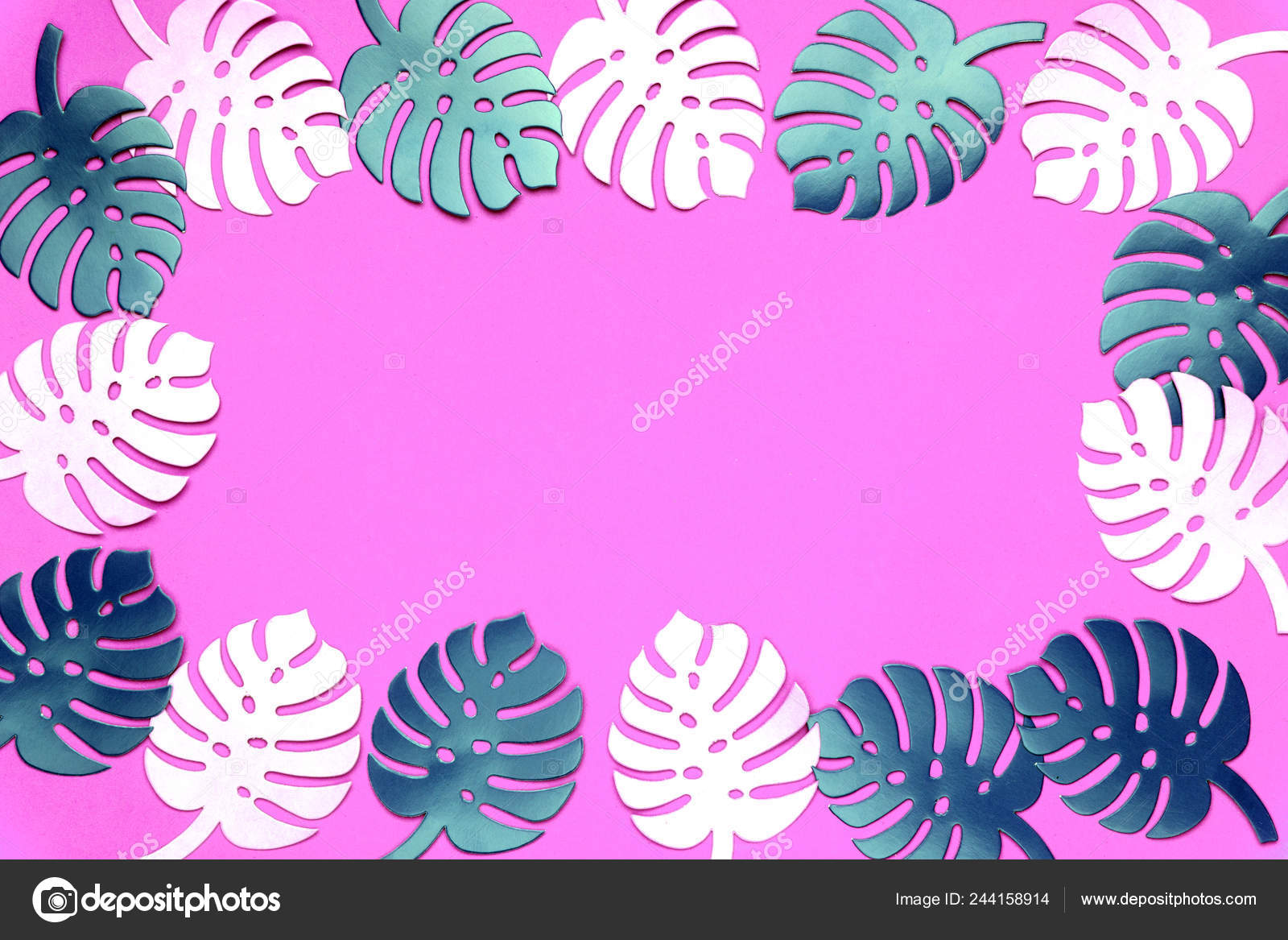 Colored Monstera Plant Background Monstera Leaves Plastic Pink Background Summer Stock Photo C Pustosh