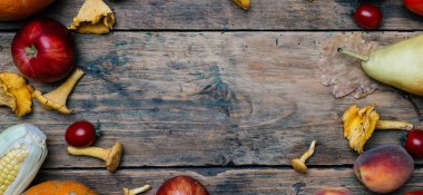 Sonbahar mevsim sebze ve meyveleri (kabak, armut, elma, co