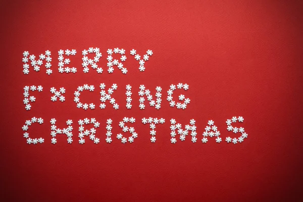 Minimal christmas background with an inscription "merry fucking — Zdjęcie stockowe