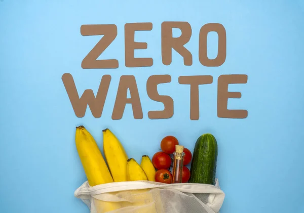Zero waste inscription on a blue background. Environmental movem