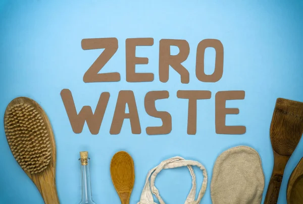 Zero waste inscription on a blue background. Environmental movem