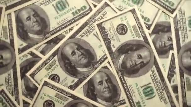 Amerikaanse Dollars Wisselen Hun Achtergrond 100 Dollar Bankbiljet Achtergrond Economie — Stockvideo