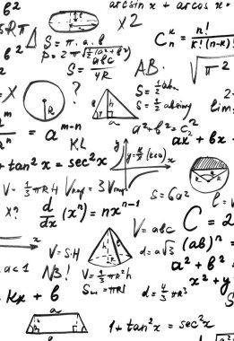 Beyaz arka planda matematiksel denklemler. Bilimsel geçmiş kavramı. Yüksek kalite fotoğraf