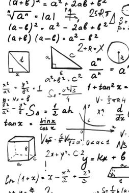 Beyaz arka planda matematiksel denklemler. Bilimsel geçmiş kavramı. Yüksek kalite fotoğraf
