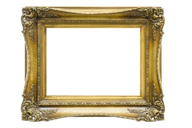 Beyaz bir arka planda klasik barok tarzında bir resim için altın çerçeve. - Evet. Yüksek kalite fotoğraf