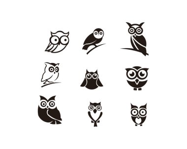 Baykuş Kuş hayvan vektör logo koymak