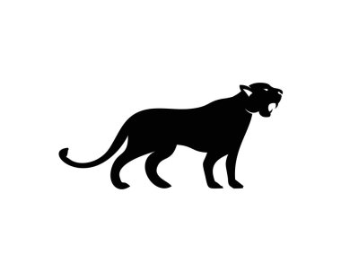 Leoparlar, Puma, panter ve kaplan eylem siluet. sembol, logo, web simgesi, maskot, işaret, etiket için iyi kullanmak