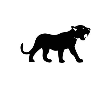 Leoparlar, Puma, panter ve kaplan eylem siluet. sembol, logo, web simgesi, maskot, işaret, etiket için iyi kullanmak