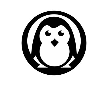 penguen kuş hayvan siluet karikatür vektör simgesi