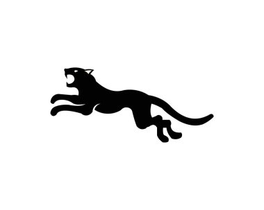 Leoparlar, Puma, panter ve kaplan eylem siluet. sembol, logo, web simgesi, maskot, işaret, etiket için iyi kullanmak