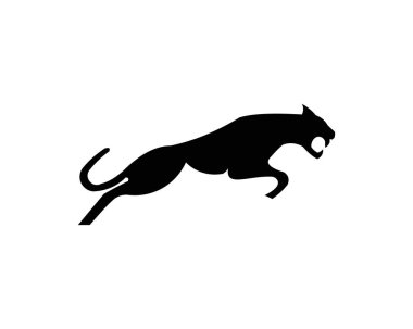 Leoparlar, Puma, panter ve kaplan eylem siluet. sembol, logo, web simgesi, maskot, işaret, etiket için iyi kullanmak