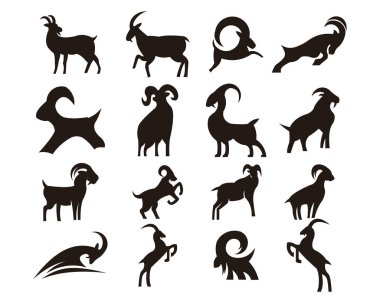 keçi hayvan çiftliği simge vektör çizim tasarım siluet