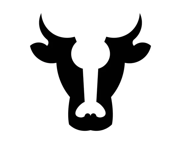 Cabeça Vaca Símbolo Estilizado Retrato Vaca Silhueta Animal Fazenda Gado — Vetor de Stock