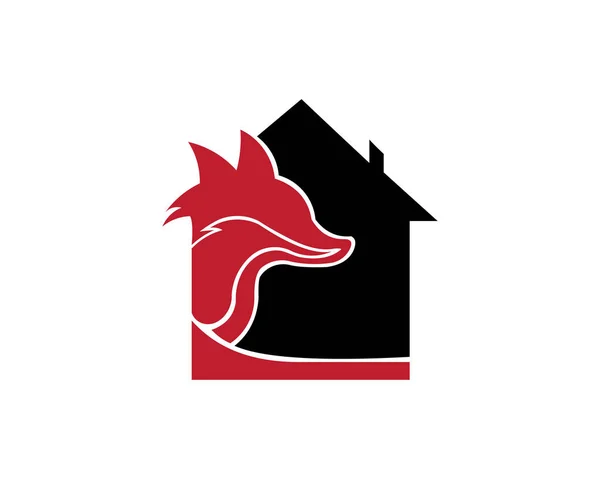 Zwierzęta Lis Nieruchomości Dom Logo Szablon Projektu Ilustracji Wektorowych — Wektor stockowy