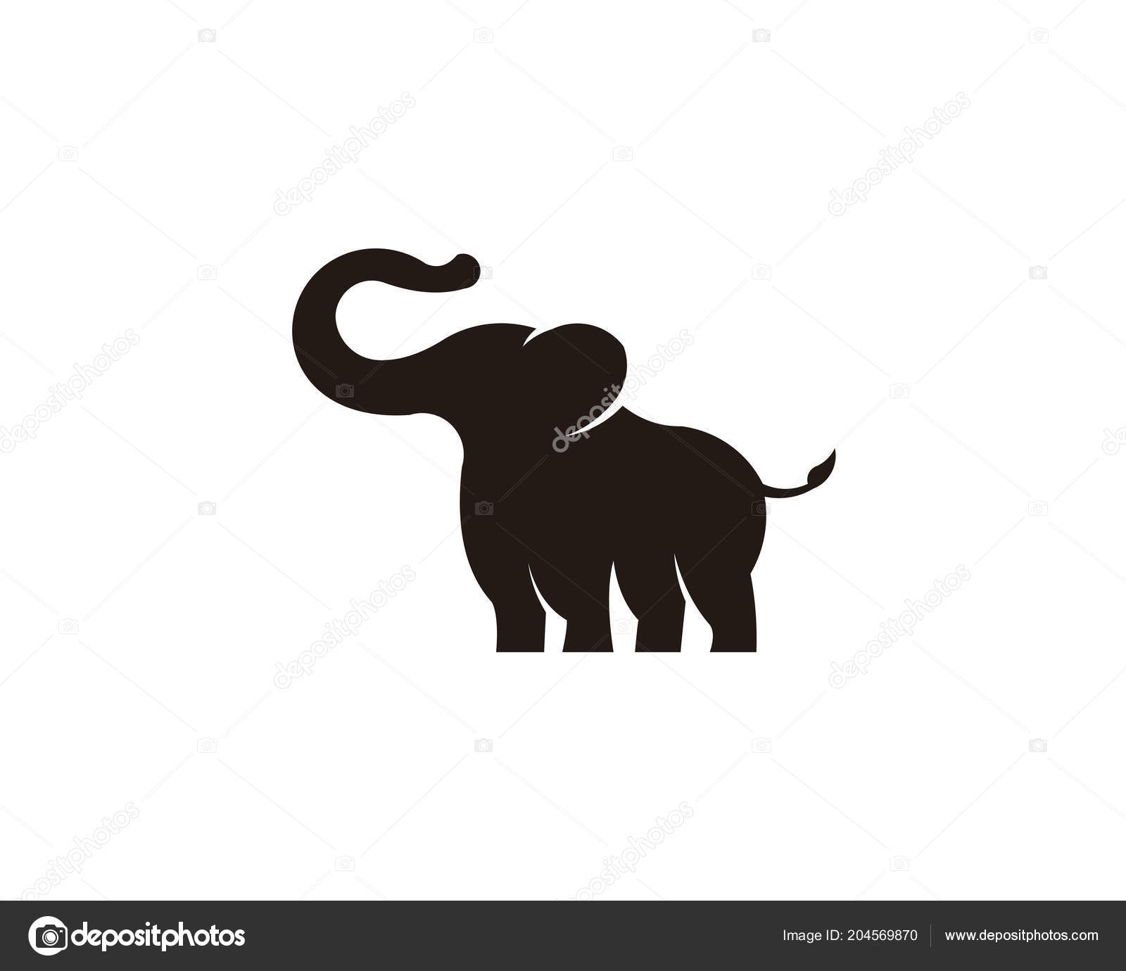 Black Silhouette African Elephant White Background — Stock Vector