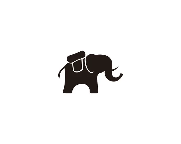 白い背景の上のアフリカ象の黒いシルエット — ストックベクタ
