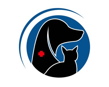 Hastane sağlık hayvan evde beslenen hayvan kaygı hayvan hastalıklarıyla ilgili klinik arkadaşlar Emanet siluet grafik aşk daire Modern Sağlık köpek kedi Logo simge vektör tasarım şablonu