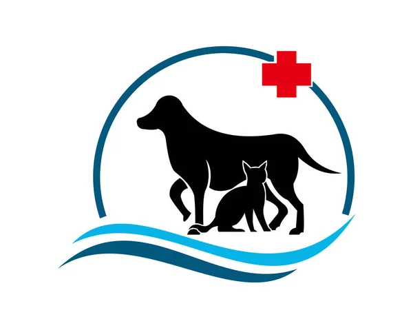 Nemocnice Zdraví Pet Péče Zvířata Veterinární Klinika Přátel Bezpečnostní Silueta — Stockový vektor