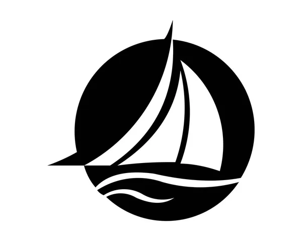 Boot Schip Zee Zeilen Vector Logo — Stockvector