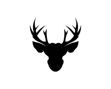 Geyik kafası beyaz arka plan üzerinde izole boynuzları ile silüeti